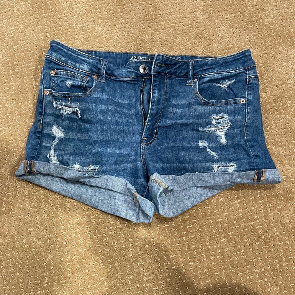 AE Super Stretch Hi-Rise Shortie Denim Shorts